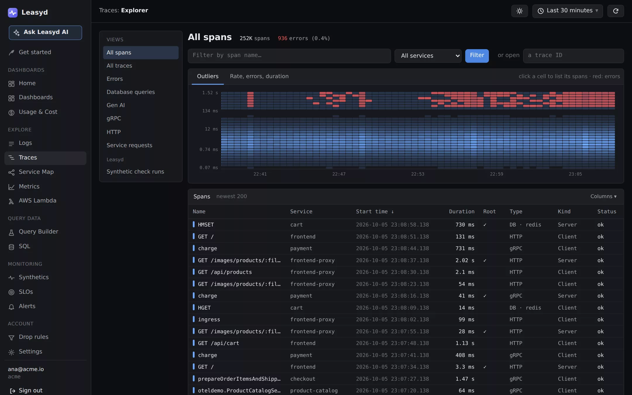 Leasyd Trace explorer